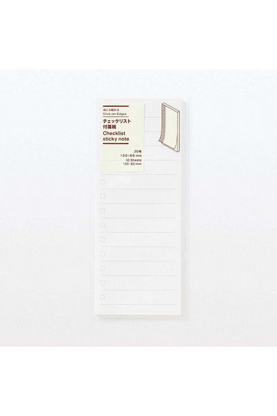 Muji Stick-On-Edges Checklist Sticky Note , 30 Sheets , W 6 x L 15.5 cm