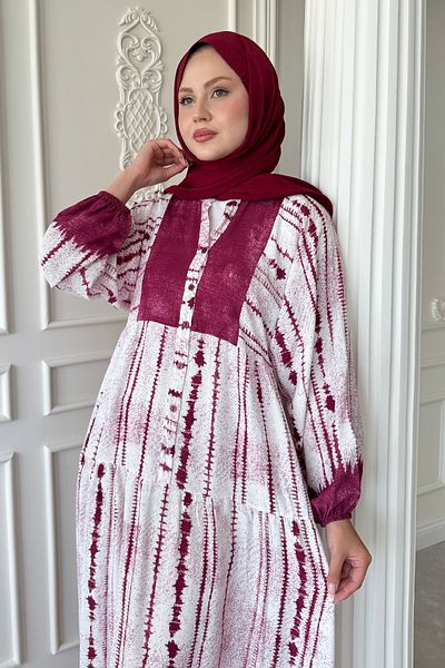 InStyle Batik Stripe Pattern Pink Viscose Dress