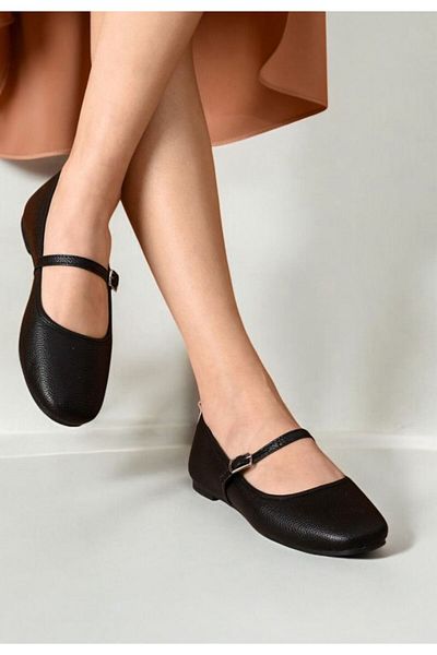 redtan Women's Flats Black Banded Belted Lightweight Comfortable Stylish Business Office Daily Shoes
