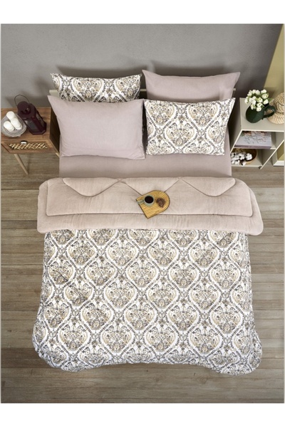 Sudemhome Double Welsoft Sleeping Set Double Sided Wellsoft Fluffy Fleece Quilt and Battal Fitted Sheet