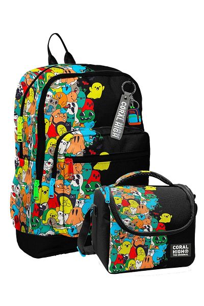 Coral High Set de genți durabile pentru școala primară pentru băieți - fantome negre