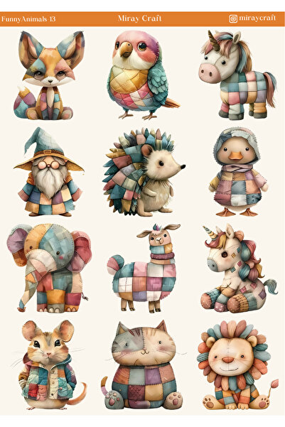 MirayDesign Αυτοκόλλητο με θέμα τα χαριτωμένα ζώα – 12x17 εκ. για άλμηστο βιβ...