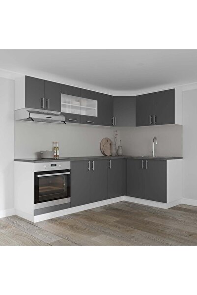 haaus.ro Γωνιακό Ντουλάπι Haaus Karo, Ανθρακί/Λευκό, 98 x 50 x 80 cm