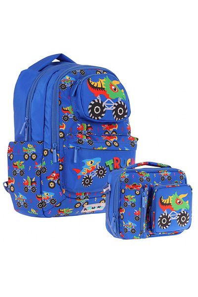 KAUKKO Set de rucsac și cutie de prânz cu izolare termică pentru băieți, în formă de camion 3D, albastru