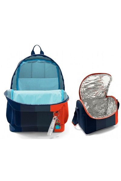 Coral High Set de geanți durabil pentru școala primară pentru băieți - dungi de culoare negru portocaliu