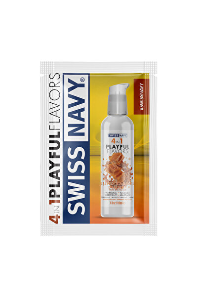 SWISS NAVY Lubrifiant 4 în 1, Swiss Navy, aromă caramel sărat, 5 ml