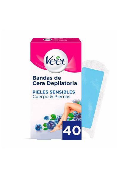 ELMIPLANT Veet Easy Gelwax Hair Removal Strips for Sensitive Skin, 40 Pieces