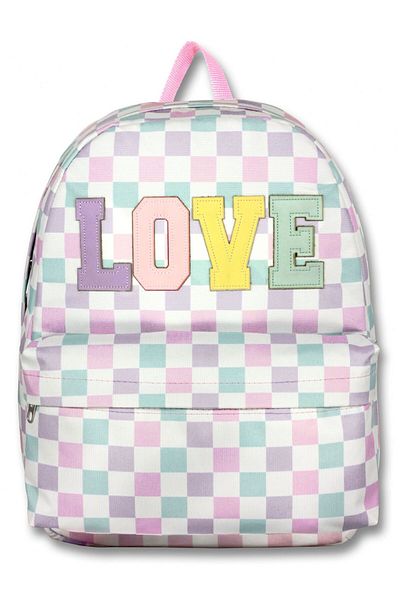 ÜMİT ÇANTA Hope Bag Purple Green Color Love Printed School Bag for Girls - 5084 - Leather Love Written