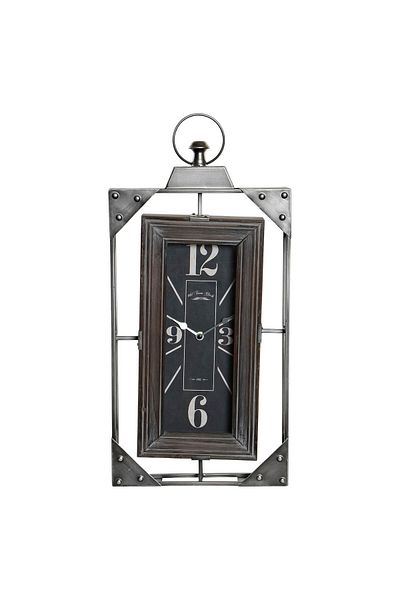 DKR HOME DECOR DKD Home Decor Loft wall clock, wood and iron, 29 x 6.5 x 61 cm