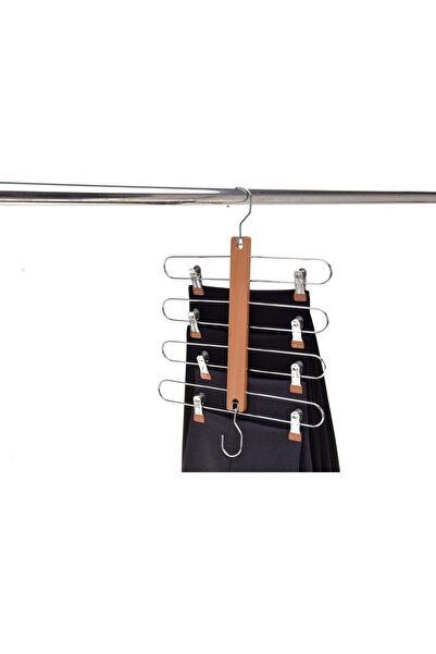 UnicUtil Set 10 Umerase din Lemn Space Saving pentru Pantaloni si Fuste cu Cl...