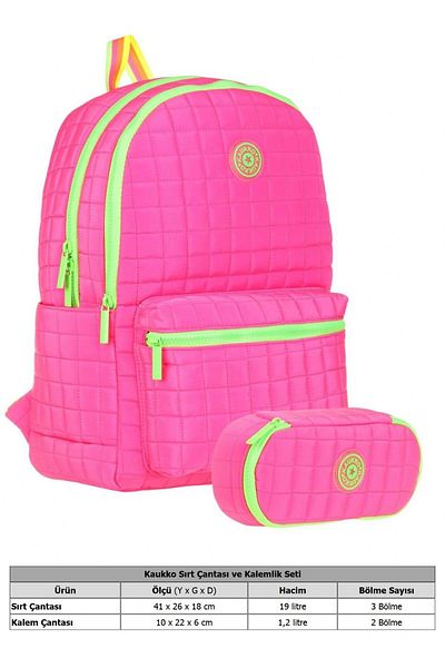 KAUKKO Pink School Bag and Organizer Pen Holder Set for Girls (Kk-K1771+Kk-K2622)