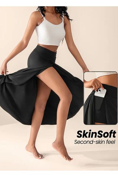Snazzy Stop Fusta pantaloni scurți asimetrici negri de damă