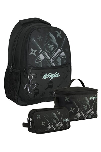 Cennec SETUMT5066A Üçlü İlkokul Çanta Seti (Siyah Turkuaz - Ninja - Erkek Çocuk)