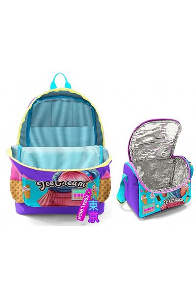 Coral High Set de geanți durabil pentru școala primară pentru fete - liliac turcoaz înghețată fete