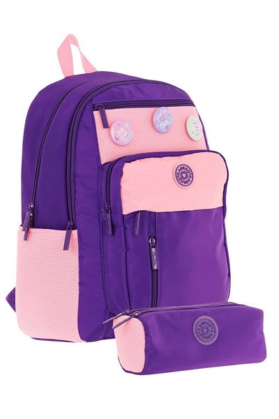KAUKKO Σετ σχολικής τσάντας και μολυβοθήκη Kauko Holiday Girl's Badge - Μωβ ροζ - Έξι θήκες
