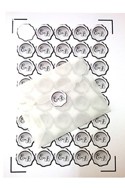 Armada 40 Adet İsme Özel 3D Efektli Balmumu Mühür Wax Seal Görünümlü Etiket S...