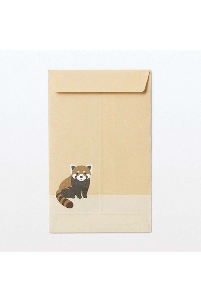 Muji Bamboo Paper Petit Envelope Red Panda, 3 pcs