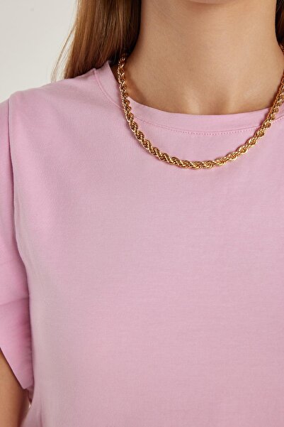 Tudors Women's Slim Fit Slim Fit Zero Sleeve Crew Neck Pink Blouse