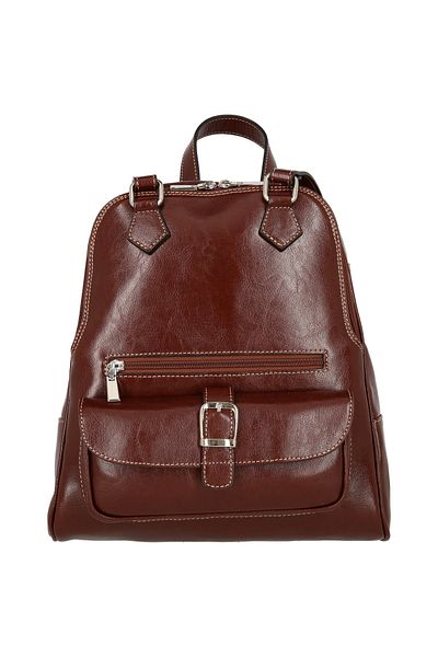 Magazinul de genti Women's backpack/bag made of soft natural leather, model 194, Cognac brown