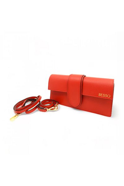 BESSO Splendore Urbano Red genuine leather shoulder bag