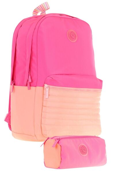 KAUKKO Set de școală pentru fete, cu detaliu de matlasare rapidă, roz portoca...