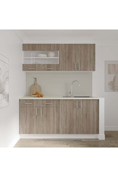 haaus.ro Ντουλάπι Νιπτήρα Haaus Karo, 2 Πόρτες, Σκούρο Sonoma Oak/Λευκό, 80 x 50 x 80 cm