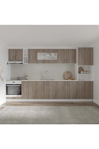 haaus.ro Set Bucatarie Karo V31, Stejar Sonoma Inchis/Alb, Blat Thermo 28 mm,...