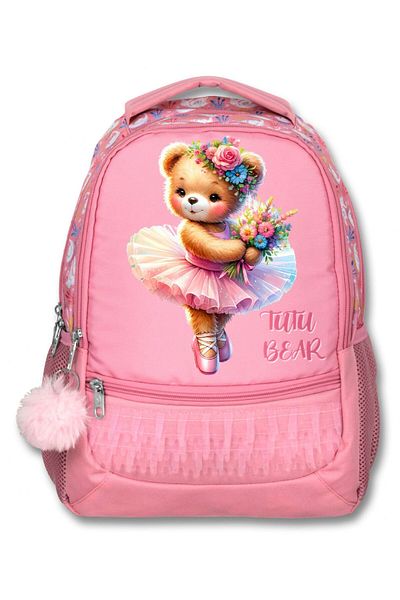 ÜMİT ÇANTA Ümit Çanta Three-Eyed Girl's Primary School Bag - Ballerina Teddy Bear - Pink - 5000