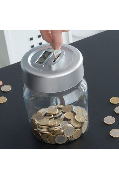 InnovaGoods InnovaGoods Savny Digital Piggy Bank, LCD, Grey, Ø12x17 cm