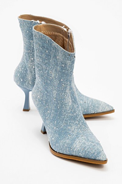 CCWAY AYAKKABI Γυναικείες μπότες με τακούνι BLUE JEANS