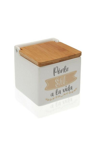 sliquid Versa S3404267 salt shaker with lid, ceramic and bamboo, 10.5 x 11 x 11 cm