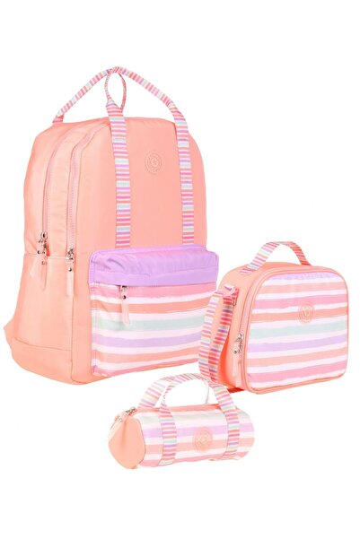 KAUKKO مجموعة حقائب مدرسية ثلاثية للبنات في المدرسة الابتدائية مخططة مزدوجة -...