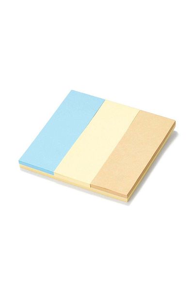 Muji ملاحظة لاصقة مزدوجة الجوانب عرض 75 × طول 75 سم و عرض 75 × طول 25 سم (بيج، أصفر وأزرق)