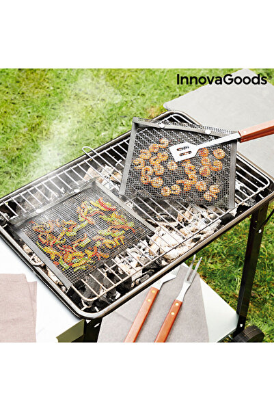 InnovaGoods Set 2 pungi de plasă pentru grătar BBQNet, negru
