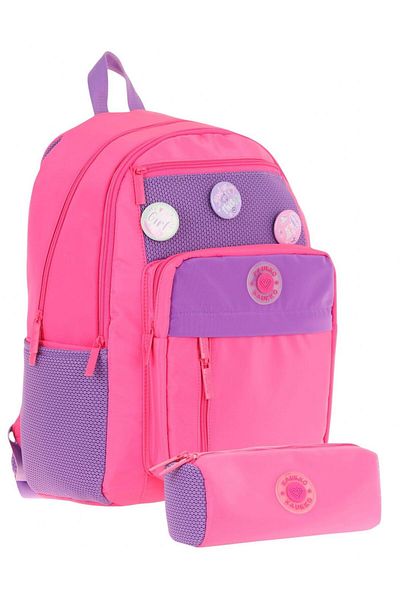 KAUKKO Σετ σχολικής τσάντας και μολυβοθήκη Kauko Holiday Girl's Badge - Ροζ - Έξι θήκες
