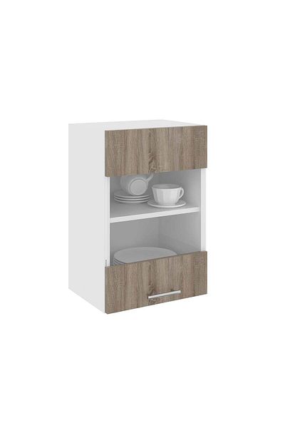 haaus.ro Corp Superior haaus Karo, O Usa, cu sticla, Stejar Sonoma Inchis/Alb, 40 x 30 x 60 cm
