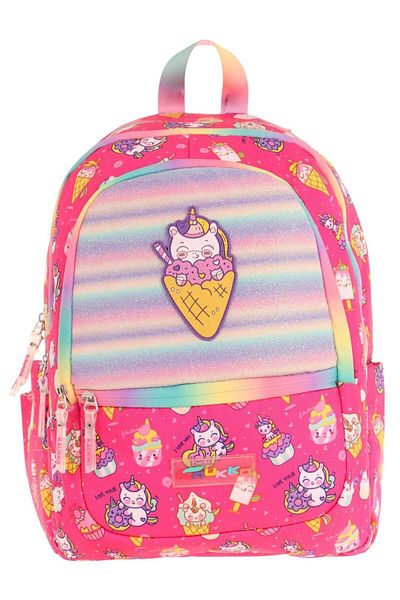 KAUKKO Three Compartment Girls' Primary School Backpack (L5227) - Pink - Rubber Ice Cream