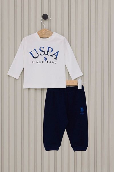 U.S. Polo Assn. Us polo baby boy 2 piece set - cream sax