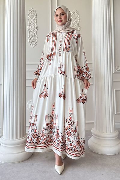 InStyle Motif Embroidered Red Viscose Dress