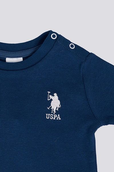 U.S. Polo Assn. Long sleeve baby boy 2 piece set - dark indigo