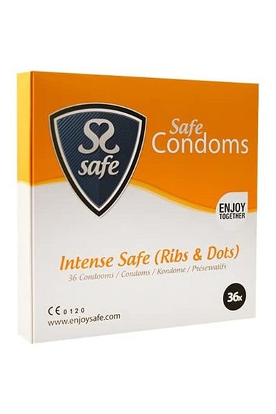 safe Textured Condoms, Intense Safe Ribs & Nobs, 36 pcs