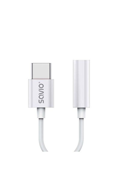 Savio Adaptor USB-C la Jack 3.5 mm Savio AK-51, alb, 11 cm