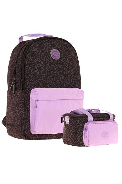KAUKKO Set rucsac și cutie de prânz pentru fete cu două culori - violet negru
