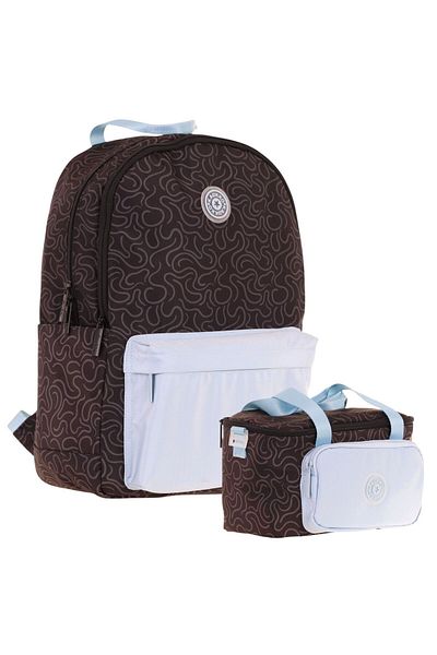 KAUKKO Set rucsac și cutie de prânz pentru fete de culoare dublă - negru albastru