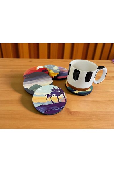 Generic Brand Stylish Coffee Cup Barkdak Coaster 6 Pieces