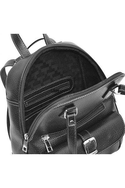 Magazinul de genti Women's backpack/bag made of soft natural leather, model 194, Matte black