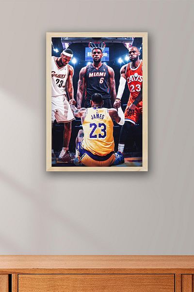 Saturn Lebron James Framed Painting - Basketball Nba Poster Painting