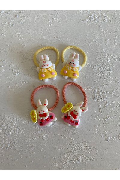 Little Sparkle Co. Baby Girl Iconic Rabbit Figure Rubber Buckle Set 2 Pairs