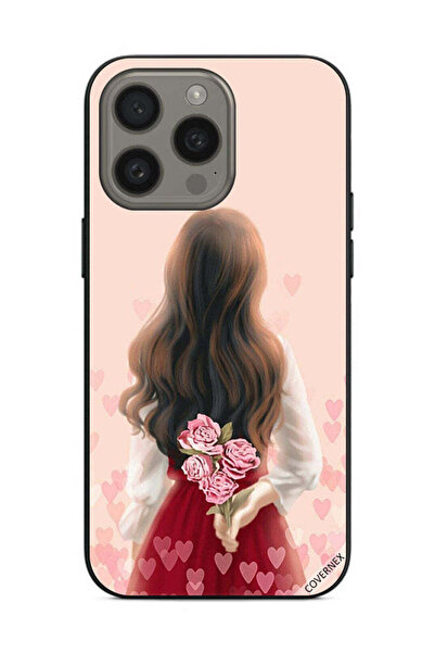 Covernex غطاء حماية لهاتف Apple iPhone 15 Pro Max فتاة تخفي الزهور