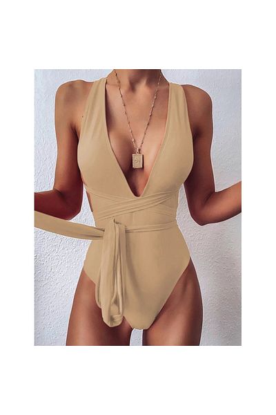 FITINT Women's One-Piece Swimsuit Beige – FITINT 289